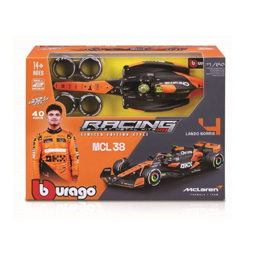 Maisto 2024 Racing McLaren 38 Model Kit with Helmet 1:24 Scale